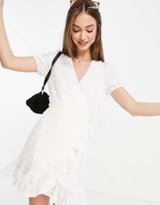 Mango wrap summer dress in white - ASOS Price Checker