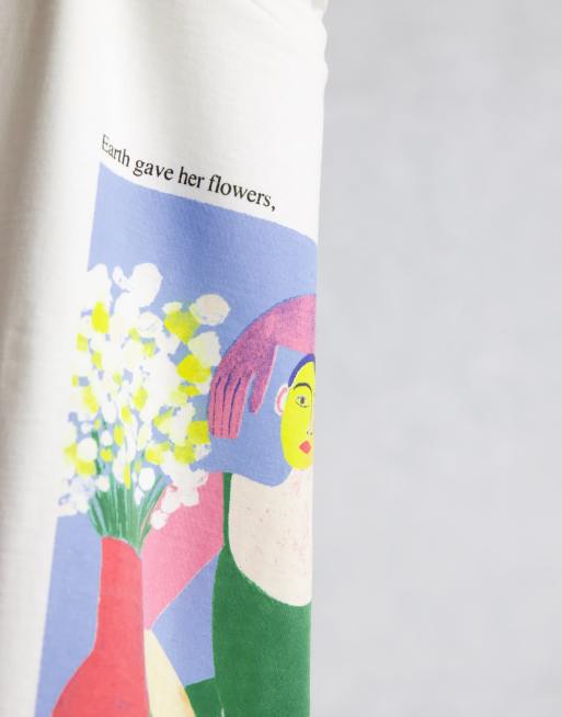 Mango x Ana Leovy - Women's Day - Hvid T-shirt med grafik i bomuld, 4 af 4