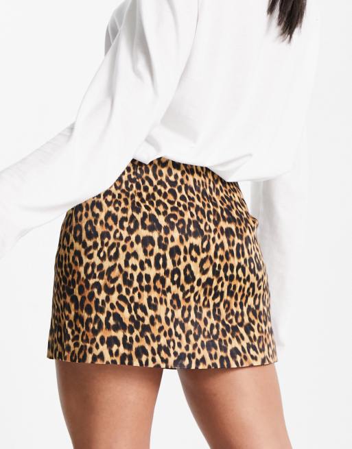 Mango x Camille low rise mini skirt in leopard print