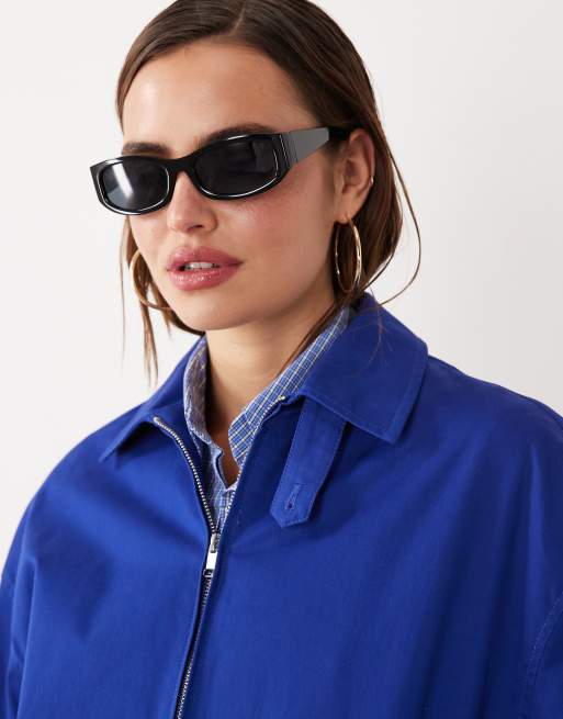 Mango x Hailey Bieber - Bomber zippé à col cheminée - Bleu électrique, 3 de 4