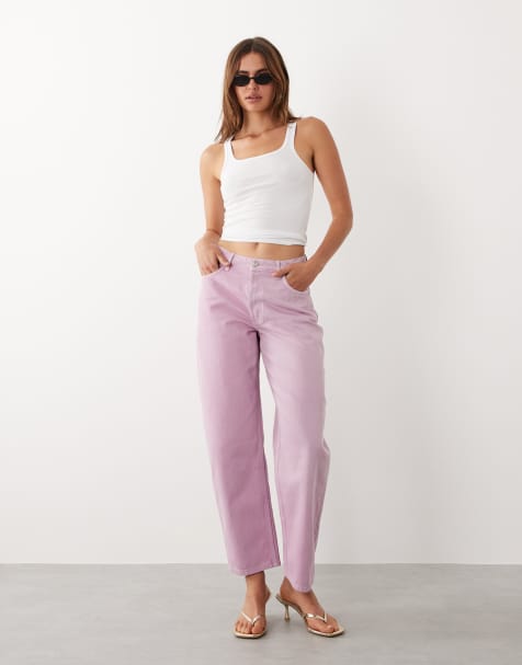 Mango x Hailey Bieber - Jean barrel 100 % coton - Rose pâle - view 1