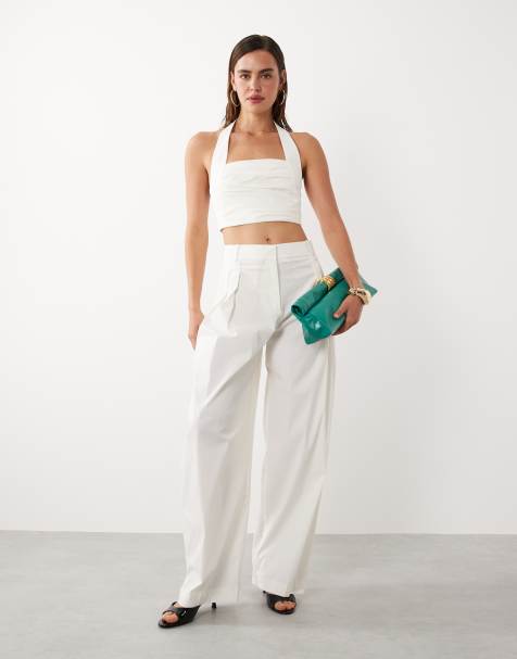 Mango x Hailey Bieber – Kasha – Vit crop top med halterneck, del av set - view 1