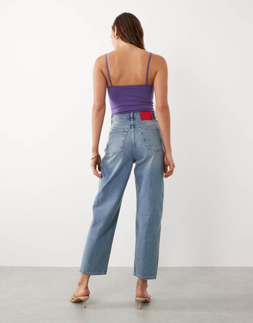 Mango x Hailey Bieber – Niebieskie jeansy z baryłkowymi nogawkami ze 100% bawełny, 2 z 5