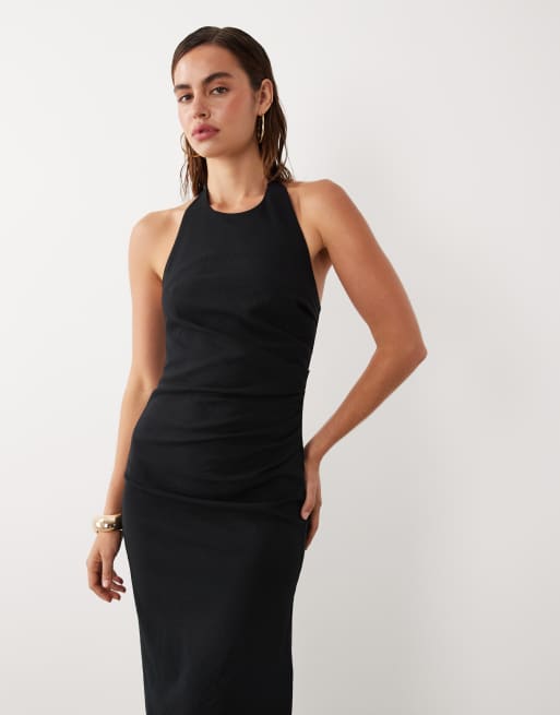 Mango x Hailey Bieber - Robe longue dos nu fendue sur le côté - Noir, 3 de 4