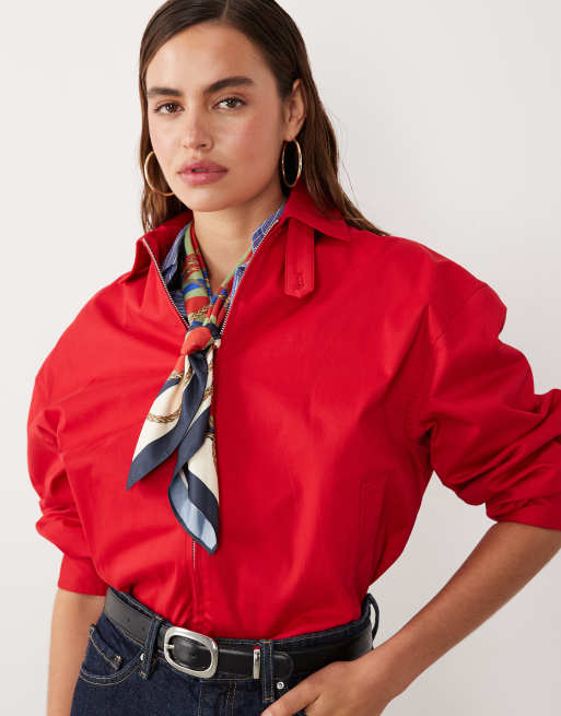Mango x Hailey Bieber – Röd- och blårandig väskscarf, 4 av 4