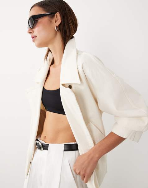 Mango x Hailey Bieber - Trench-coat court - Crème - view 1