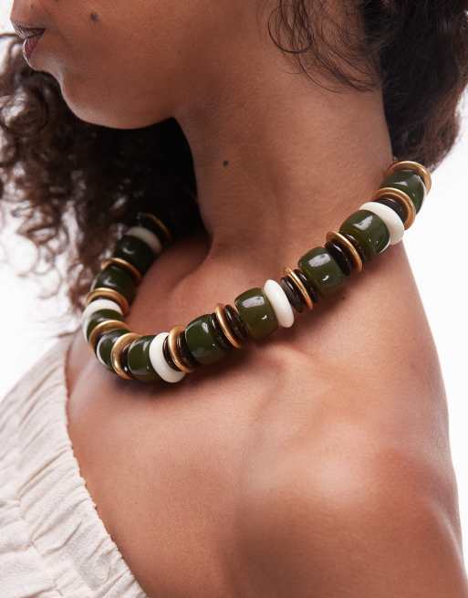 Mango x Kaia Gerber - Bracciale di perline miste verde