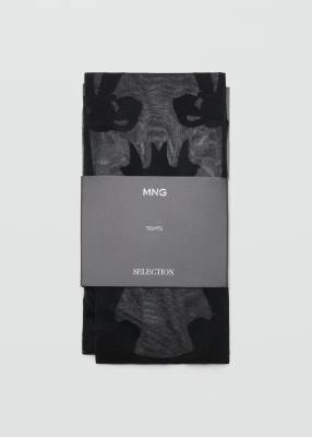 Mango x Kaia Gerber - Collants à détail naud - Noir