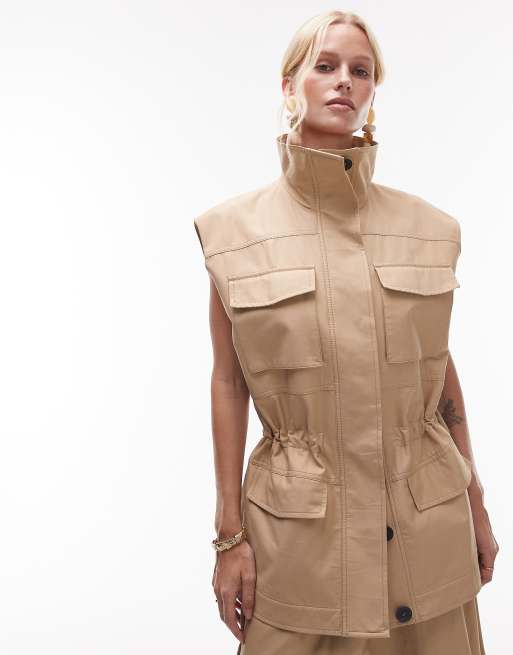 Mango x Kaia Gerber - Gilet strutturato multitasche color pietra , 4 di 4
