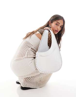 Mango X Siedres Studded Leather Bag In White