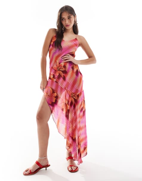 Mango X Siedrés - Vestito midi con spalline sottili rosa a fiori - view 1