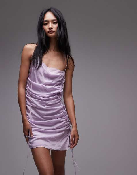 Mango x Supriya Lele ruched bodice mini dress with draped open back detail in lavender - view 1