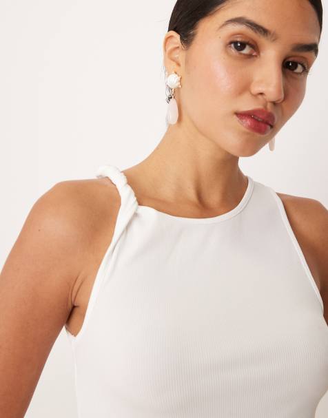 Mango x Supriya Lele vest with twisted shoulder detail in white - view 1