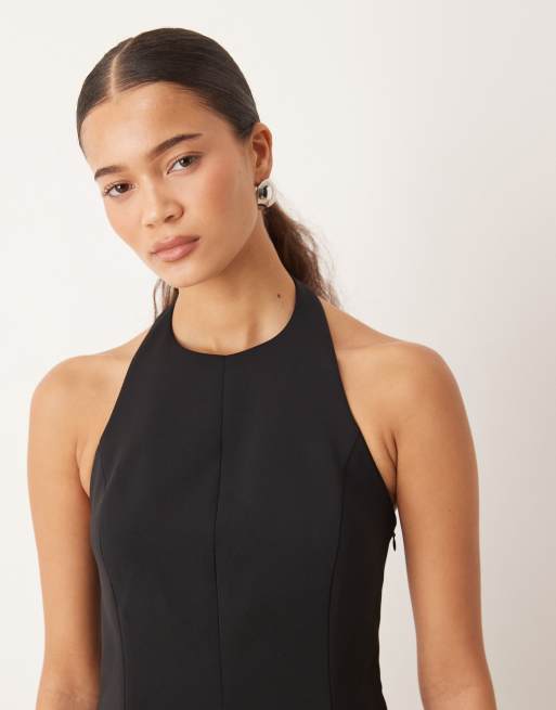 Mango Xcamilo halterneck peplum hem top co-ord in black, 2 of 4