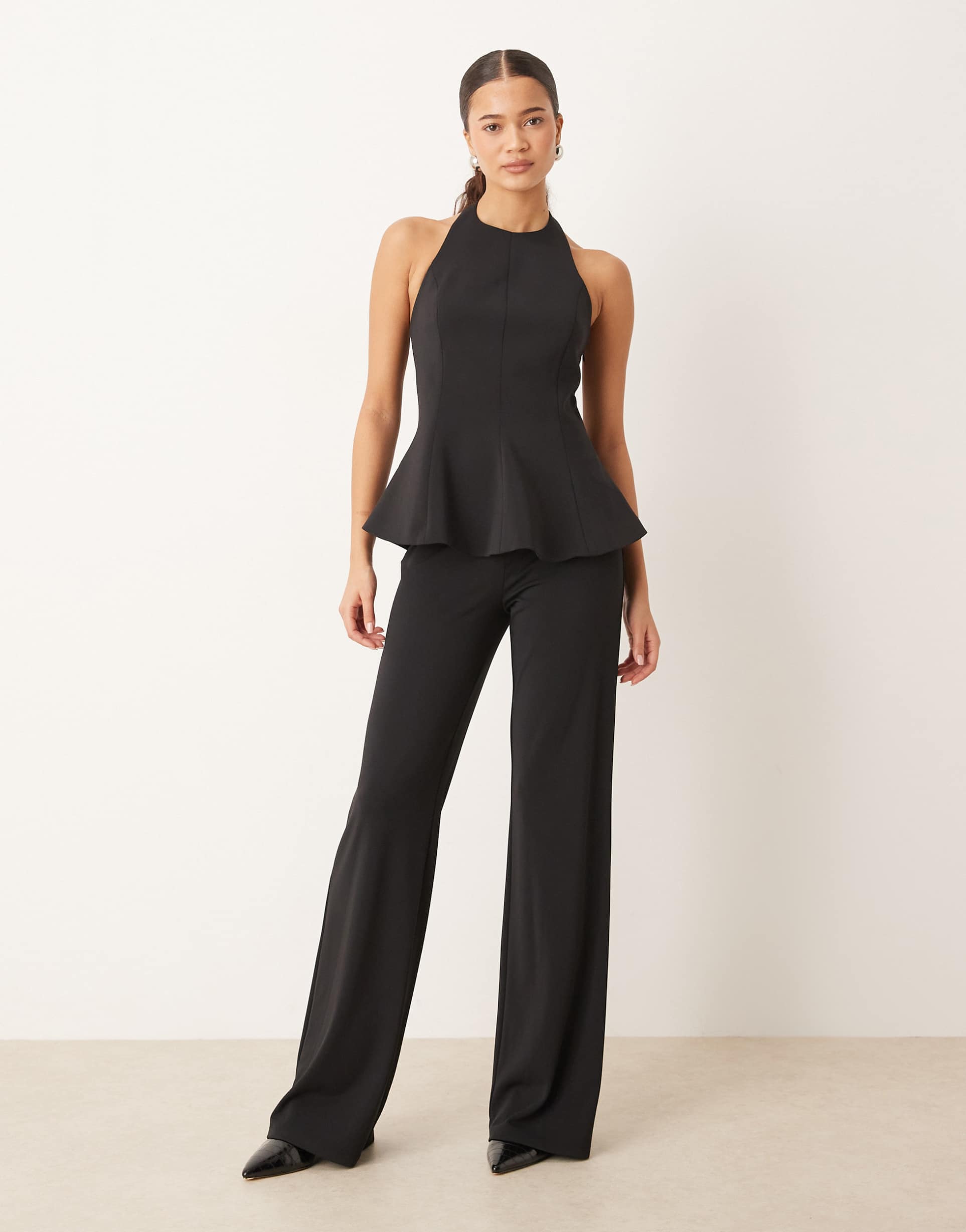 mango xcamilo straight leg pants in black - part of a set