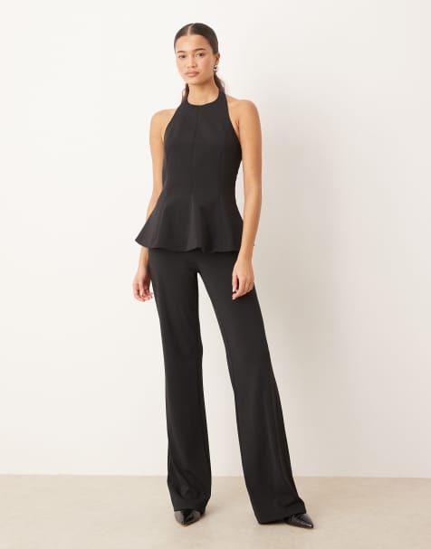 Mango – Xcamilo – Svart set med raka byxor och topp i peplum-modell med halterneck - view 1