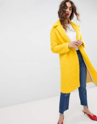 Mango yellow brushed car coat