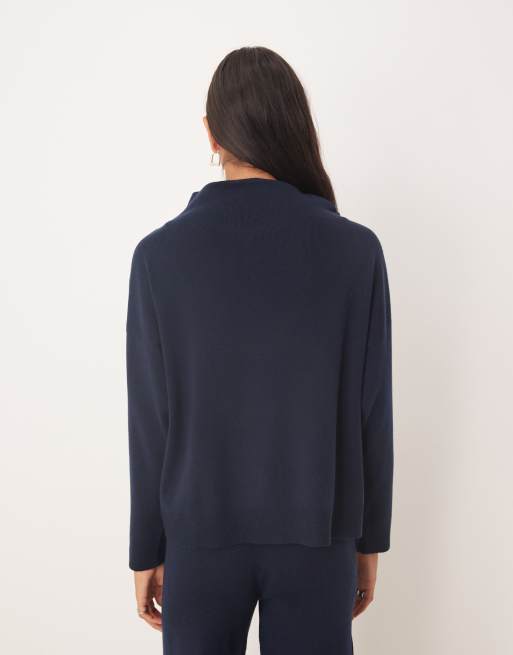 Mango - Zachte gebreide hoogsluitende trui in marineblauw, deel van co-ord set , 4 van 4