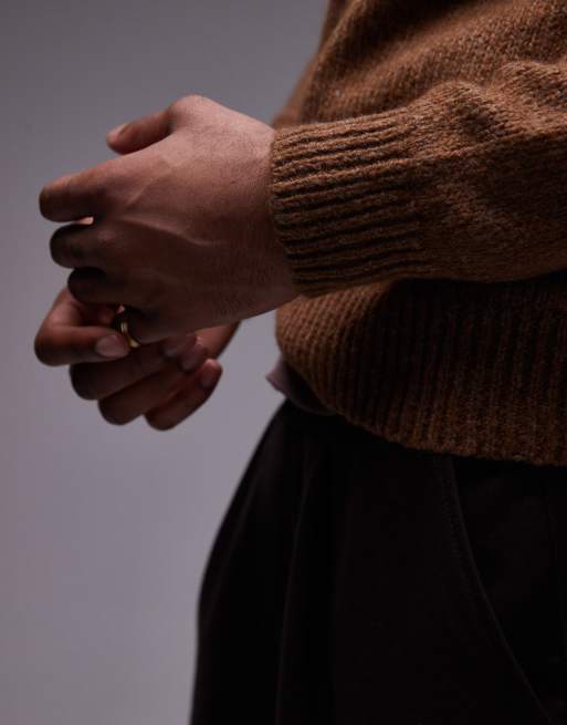 Mango - Zachte sweater van wolmix in lichtbruin, 3 van 4