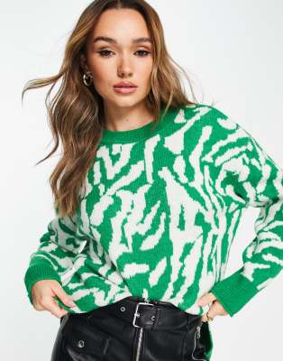 Mango zebra jumper in green and white stripe