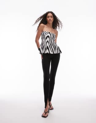 MANGO ZEBRA PRINT KNIT BANDEAU TOP 