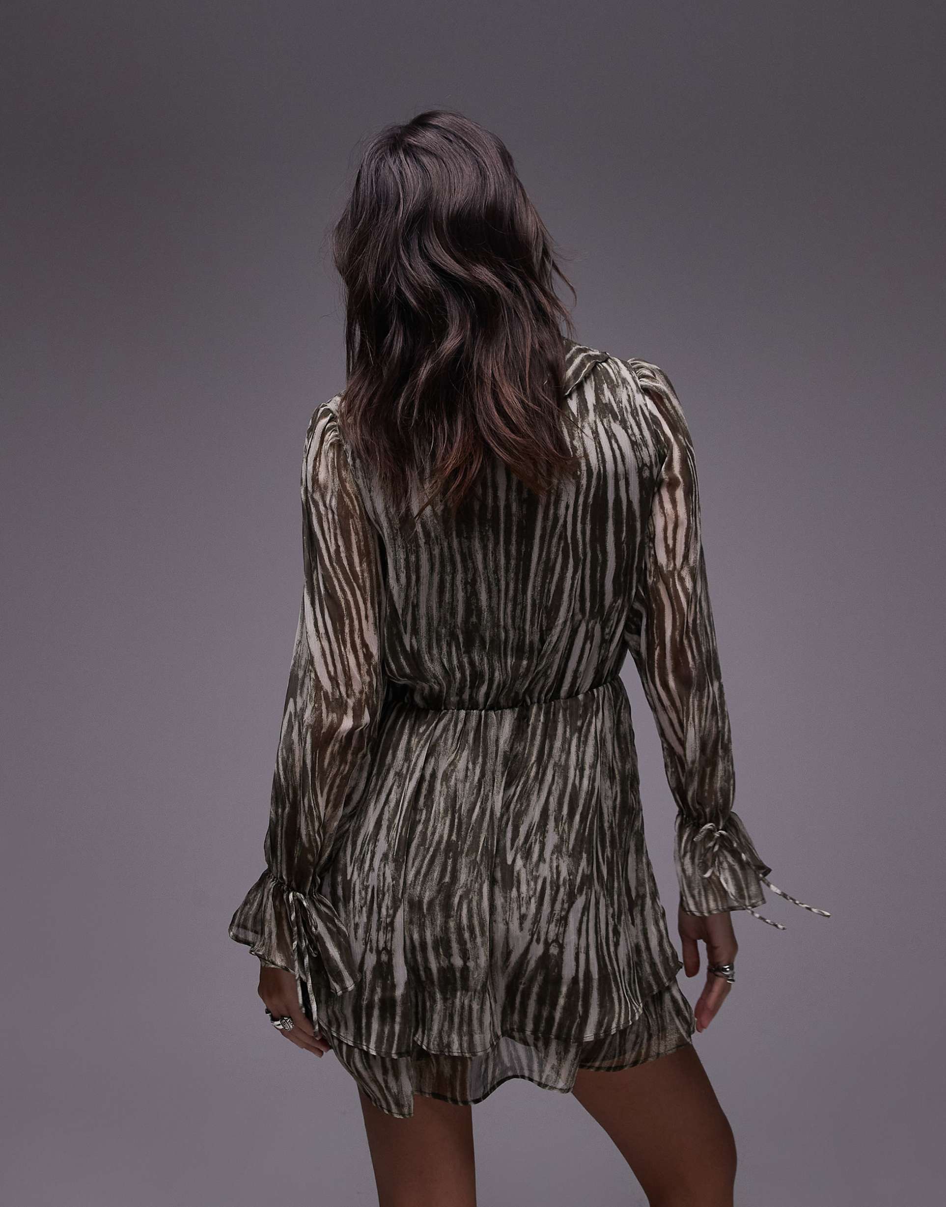 mango zebra print mini dress in green