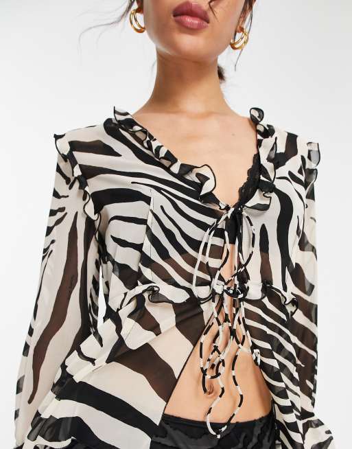 Sheer zebra 2024 print top