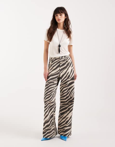 Mango Zebri 100% cotton straight jean in zebra print