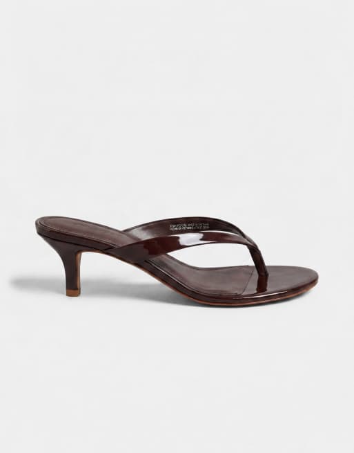 Mango – Zehenstegsandalen in Schokobraun mit Absatz, 5 von 8