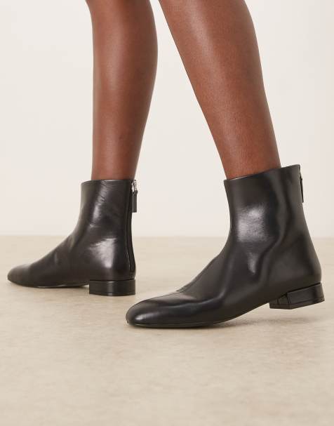 Mango zip detail heeled ankle boot in black - view 1