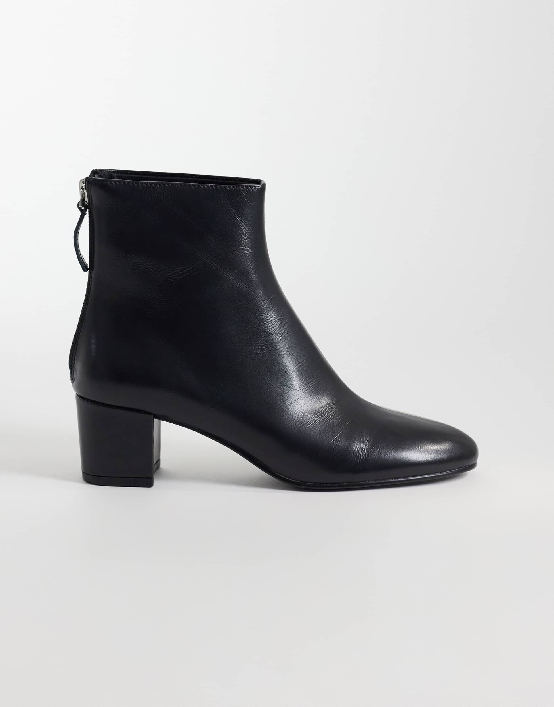 mango zip detail heeled ankle boots in black