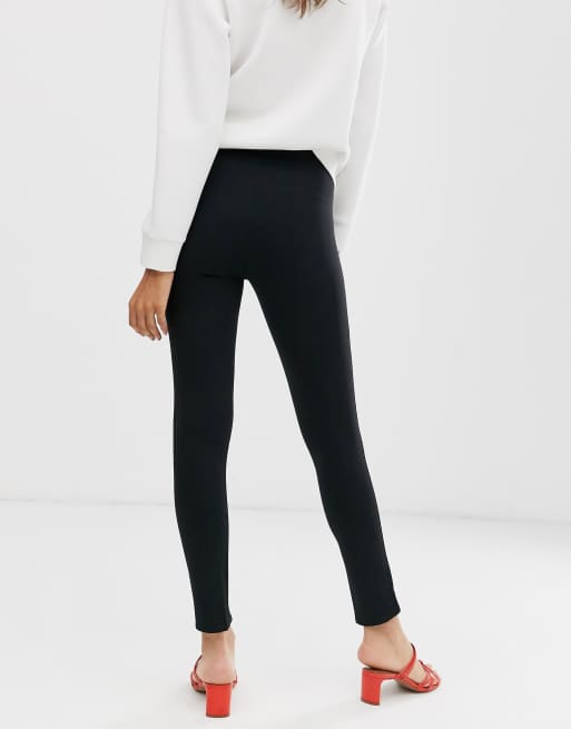 Mango zip detail leggings in black