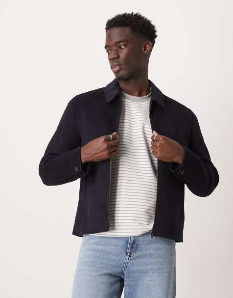 Mango zip down pocket detail jacket in navy - view 1