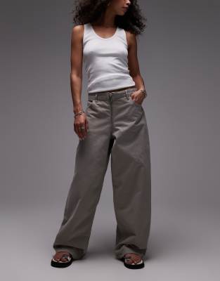Mango Zip Front Baggy Jeans In Gray