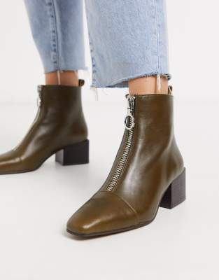 olive green leather boots