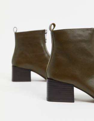 olive green leather booties