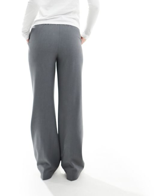 Mango zip side straight leg pants in gray