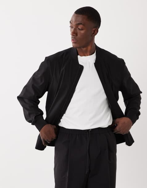 Mango zip thorugh high neck jacket in black - view 1