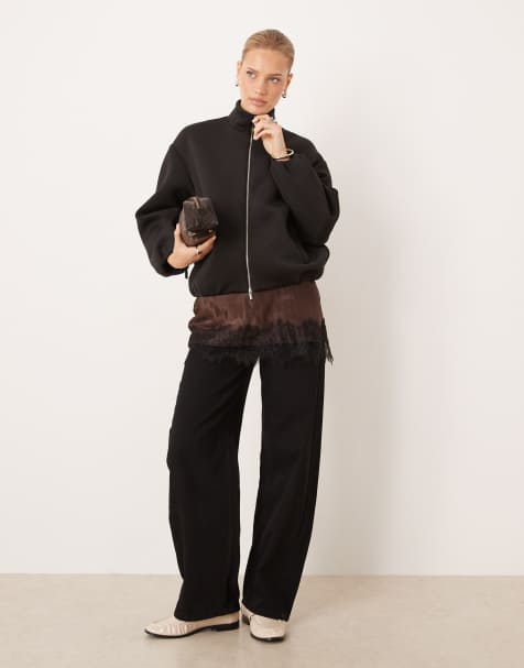 Mango zip through bomber jacket in black - view 1