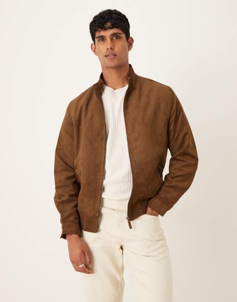 Mango zip through funnel neck jack in dark brown - view 1