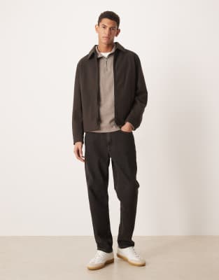 Mango Zip Through Harrington Jacket In Brown