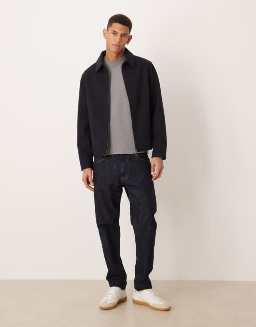 Mango zip through harrington jacket in navy, 2 of 5