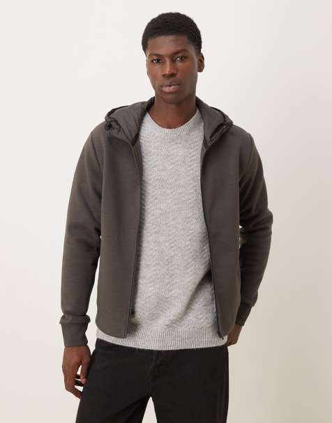 Mango zip through hoodie in brown - view 1