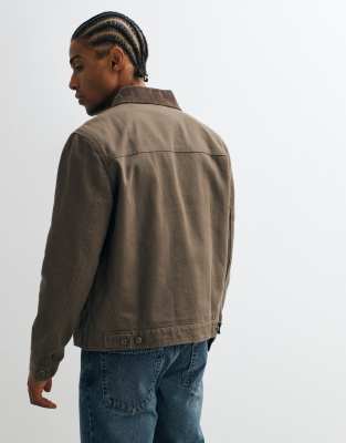 Mango Zip Through Jacket In Brown