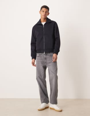 Mango Zip Through Sweatshirt In Blue