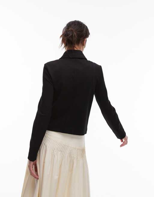 Mango zip through tailored jacket in black, 4 of 4