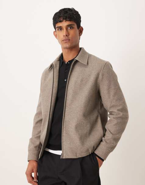 Mango zip up harrington jacket in beige - view 1