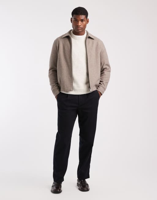 Mango zip up harrington jacket in beige, 2 of 5