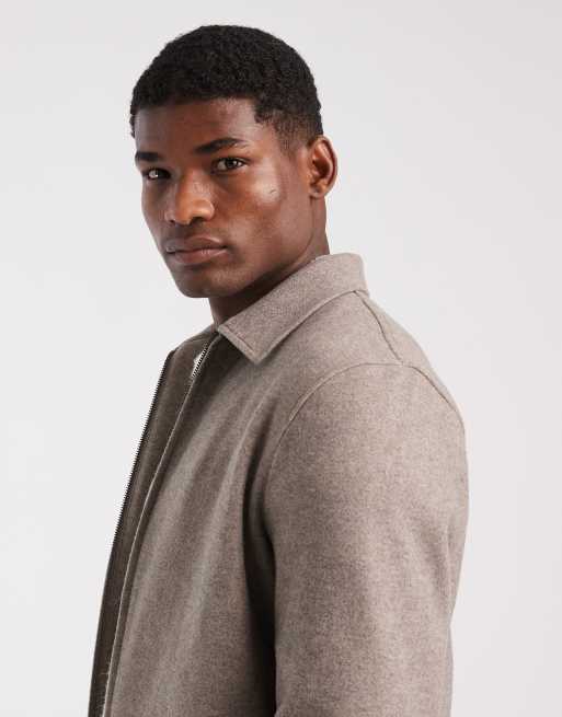 Mango zip up harrington jacket in beige, 5 of 5