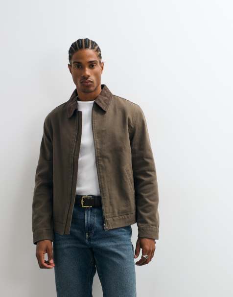Mango zip up jacket in brown - view 1